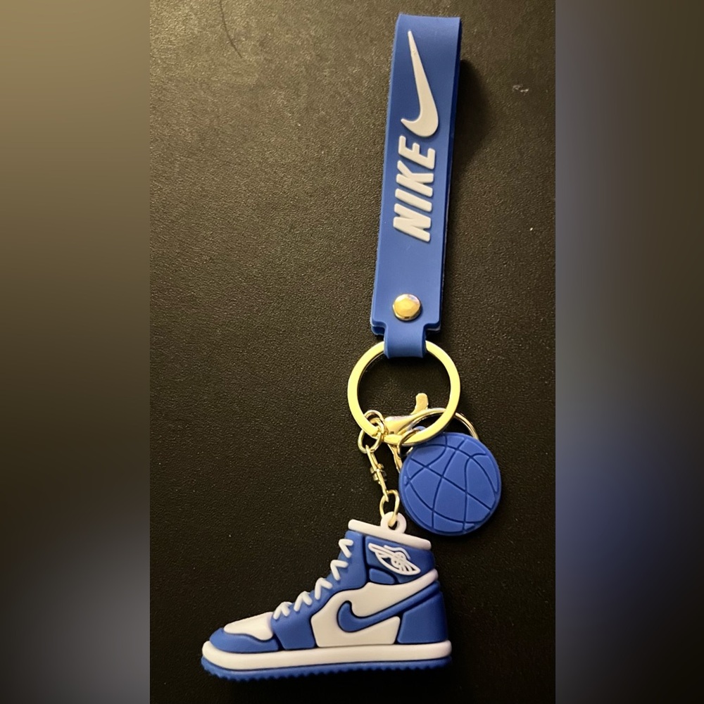 💙Nike Blue and White Sneaker Keychain with Basketball Charm